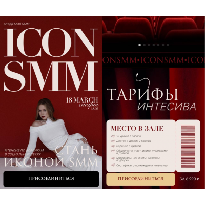 Icon smm. Интенсив по воронкам в социальных сетях. Тариф Место в зале. Диана Карачева Icon smm. Интенсив по воронкам в социальных сетях. Тариф Место в зале. Диана Карачева