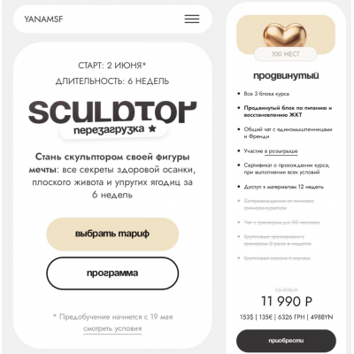 Sculptor. Перезагрузка. Тариф Продвинутый. Яна Борейко yanamsf Sculptor. Перезагрузка. Тариф Продвинутый. Яна Борейко yanamsf