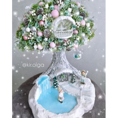 Зимнее дерево с катком. handmade_olgakir